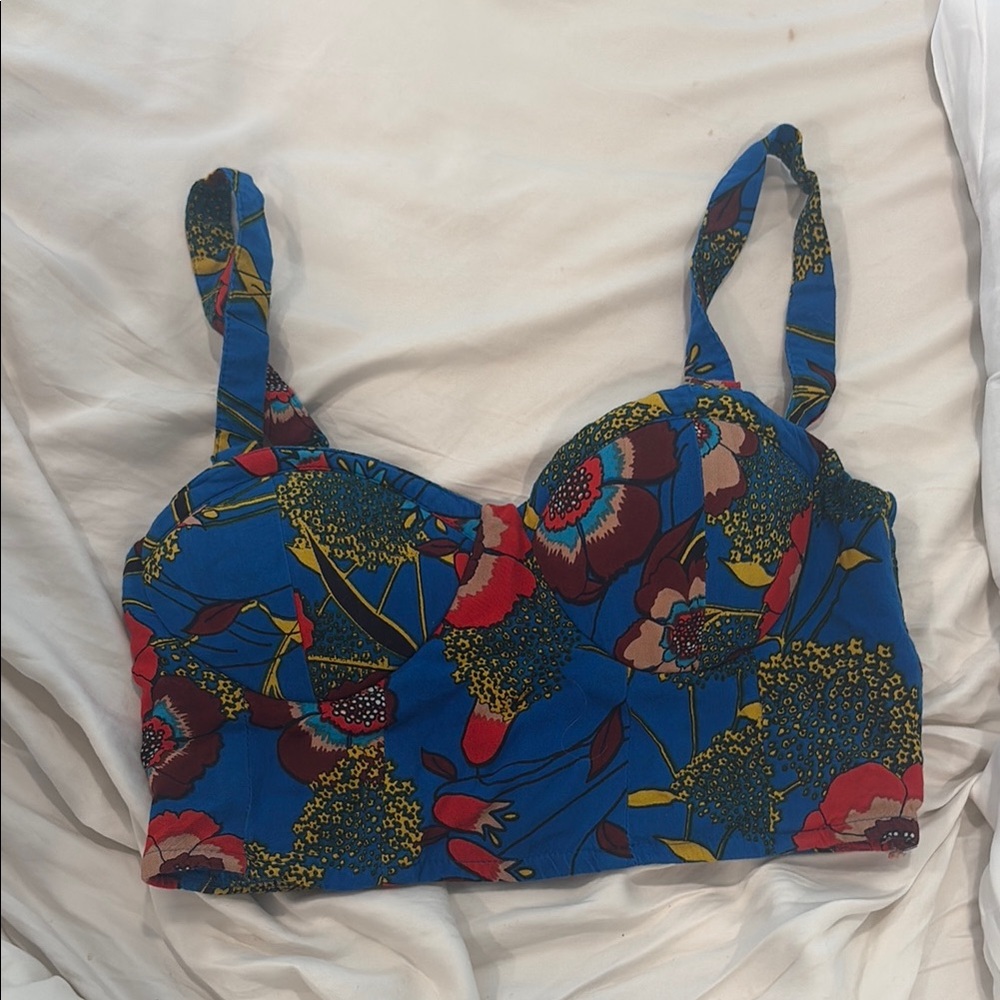 Floral Blue Bustier Top